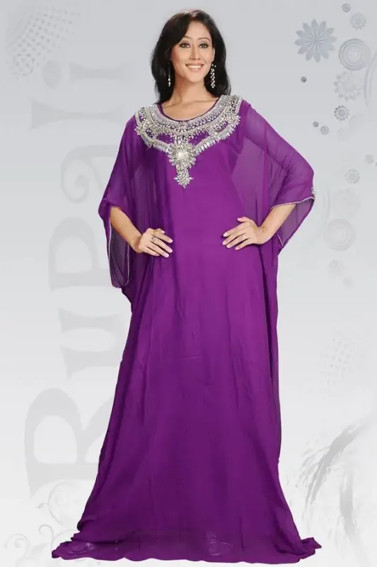 Picture of Radhe Designer White Georgette Kaftan Dress for Women - F5841
