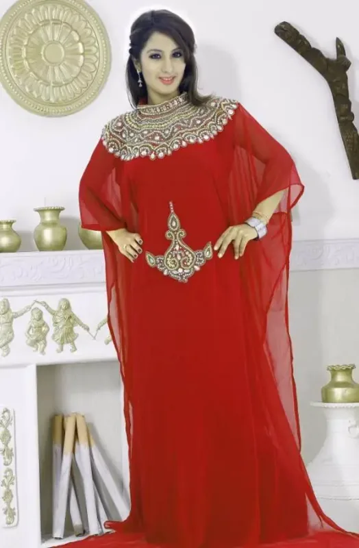 Picture of Radhe Designer White Georgette Kaftan Dress for Women - F5567