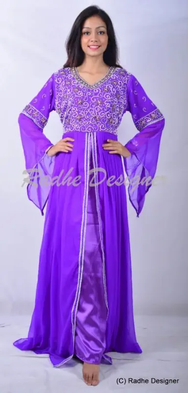Picture of Radhe Designer Silver Georgette Kaftan Dress for Women - Y1044