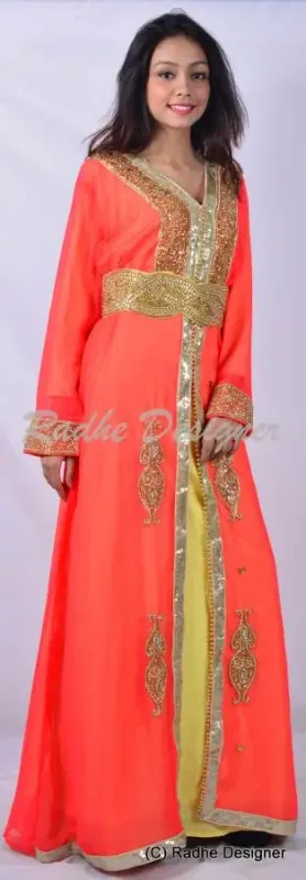 Picture of Radhe Designer Yellow Georgette Kaftan Dress for Women - Y867