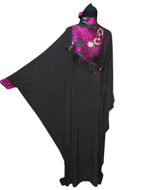 Picture of Luxe Black Georgette Dubai Arabic Kaftan for Women