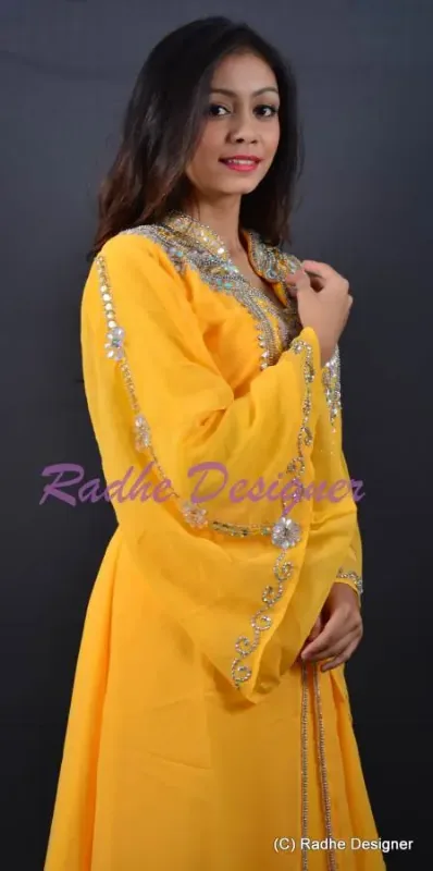Picture of Radhe Designer Black Cotton Kaftan Dress for Women - Y4