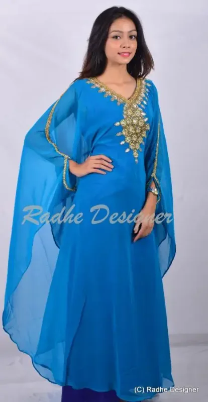 Picture of Radhe Designer Yellow Georgette Kaftan Dress for Women - Y748