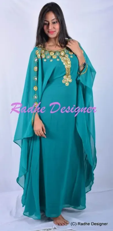 Picture of Radhe Designer Black Georgette Kaftan Dress for Women - Y156