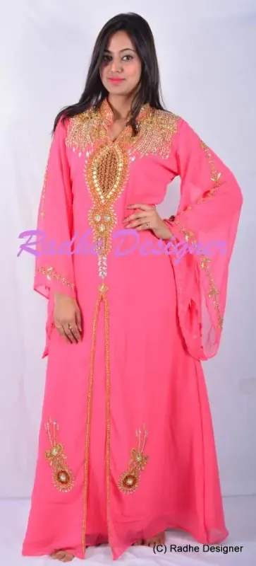 Picture of Radhe Designer White Georgette Kaftan Dress for Women - Y161