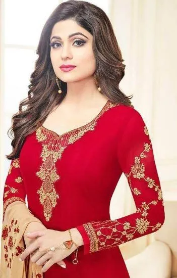 Picture of elegant indian salwar kameez designer matka tussar silk