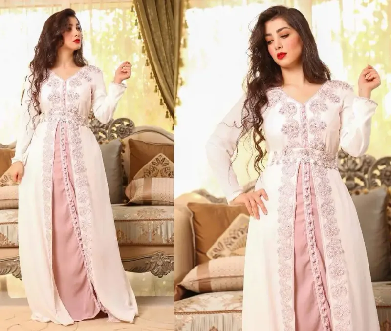 Picture of Radhe Designer White Georgette Kaftan Dress for Women - F2018