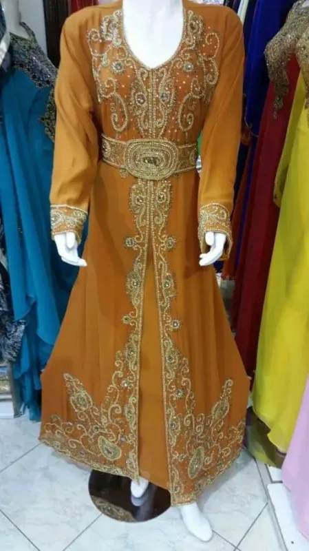 Picture of Refined Multicolor Georgette Dubai Arabic Kaftan for Women