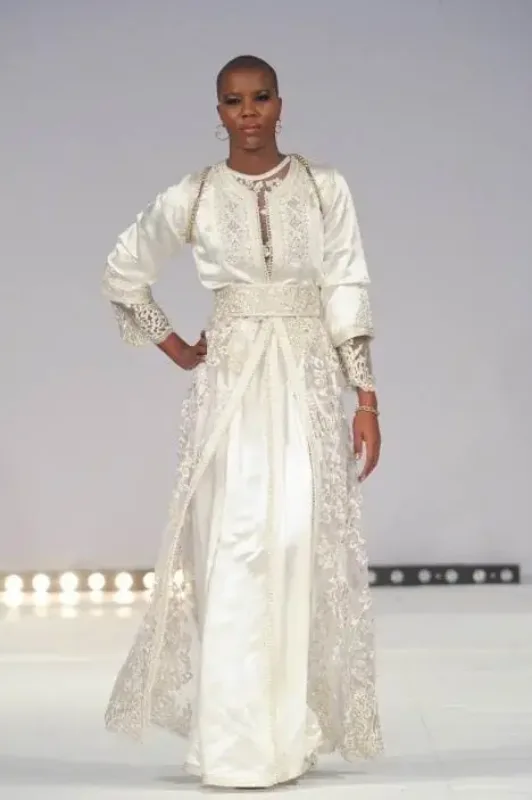 Picture of Radhe Designer White Georgette Kaftan Dress for Women - F8324