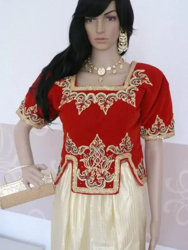 Picture of Traditional White Georgette Moroccan Caftan for Women