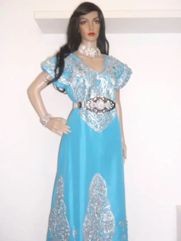 Picture of Occasion White Georgette Moroccan Caftan for Women