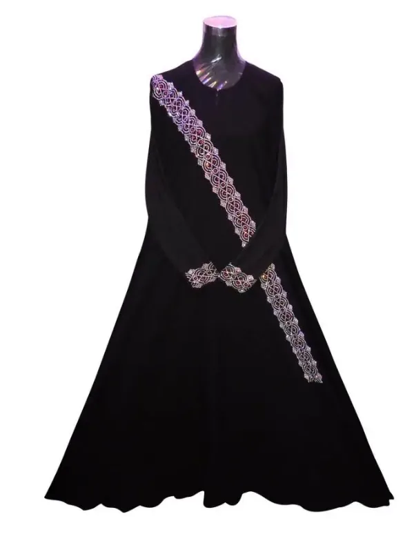 Picture of Formal Black Georgette Dubai Arabic Kaftan for Women