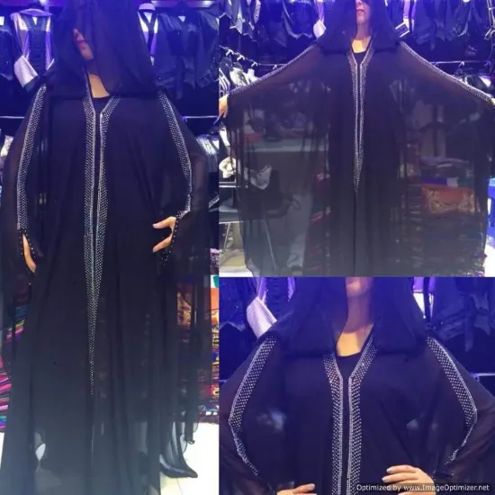 Picture of black fancy party wear farasha kaftan by a leading des 