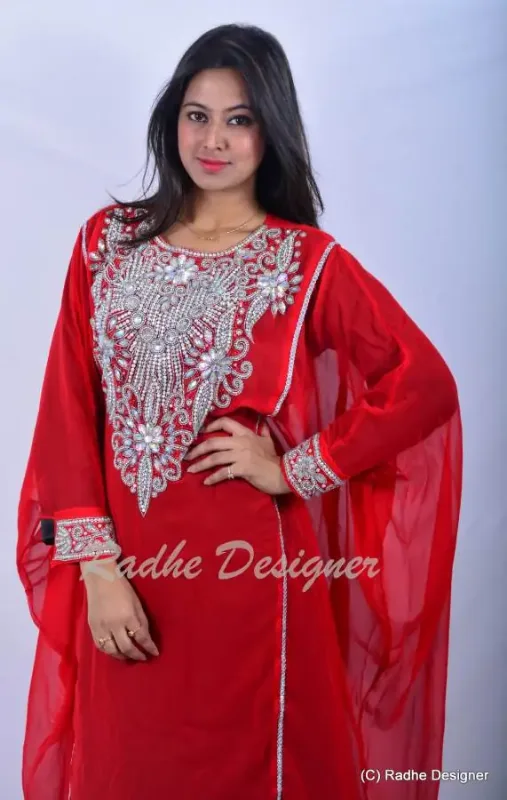 Picture of Radhe Designer Black Georgette Kaftan Dress for Women - Y801