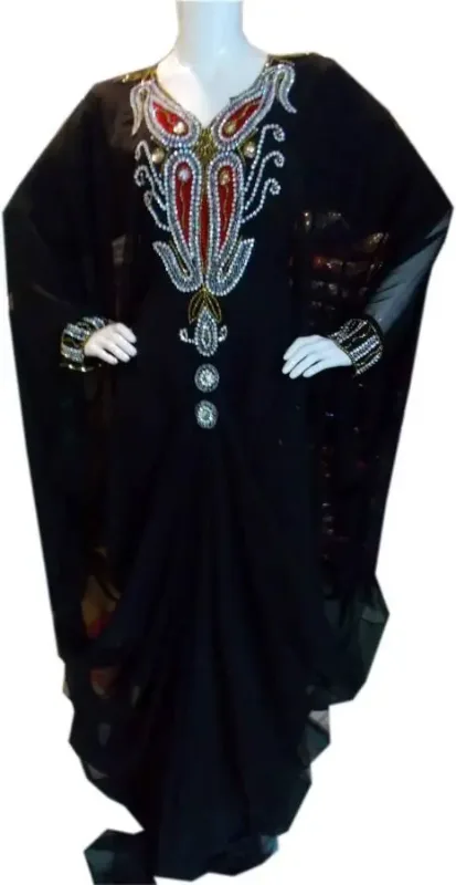 Picture of Radhe Designer Black Cotton Kaftan Dress for Women - F5044