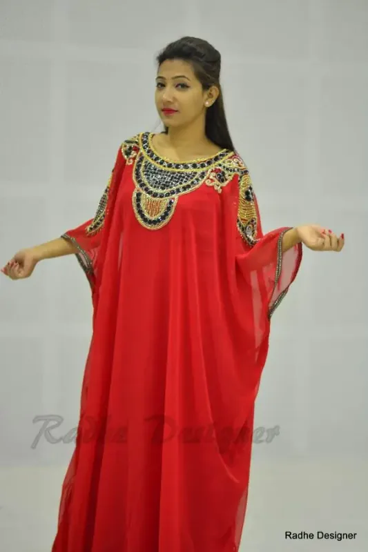 Picture of Radhe Designer Black Georgette Kaftan Dress for Women - Y481
