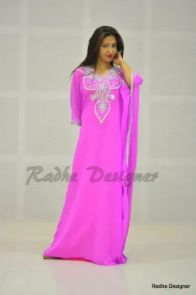 Picture of blue arabian beach style kaftan jalabiya maxi dress wed