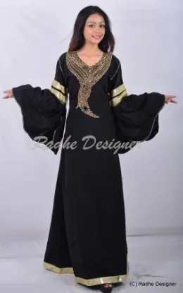 Picture of blue georgette caftan jalabiya jilbab georgette abaya f