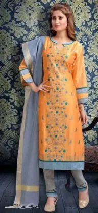 Picture of ethnic bollywood peach net suit indian pakistani maisha
