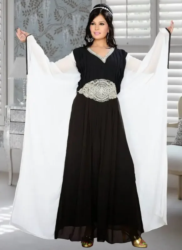 Picture of Radhe Designer Black Georgette Kaftan Dress for Women - F9920