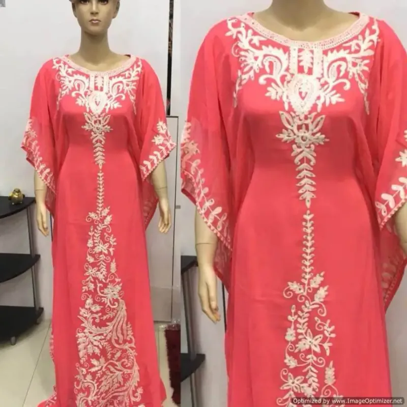 Picture of Radhe Designer White Georgette Kaftan Dress for Women - F3108