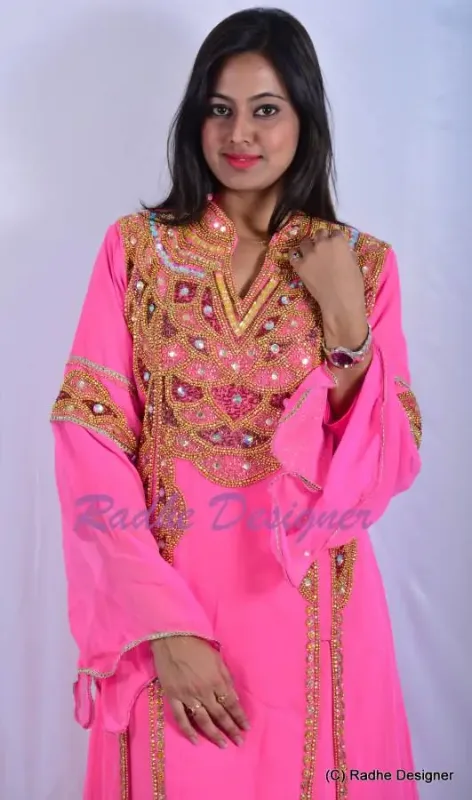 Picture of White Georgette Farasha Dress with Bridal Party Wear for Women