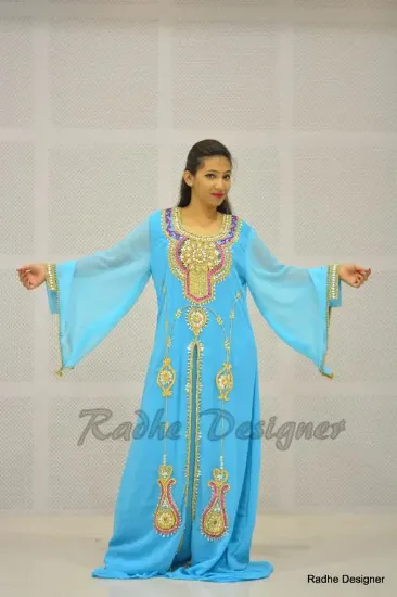 Picture of bridal dubai moroccan modern hand embroidery dress ,aba