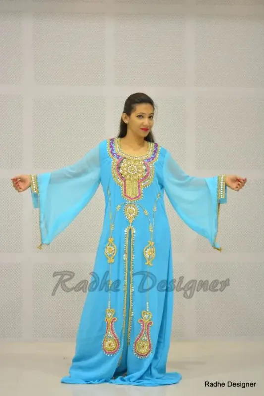 Picture of Radhe Designer Black Georgette Kaftan Dress for Women - Y532