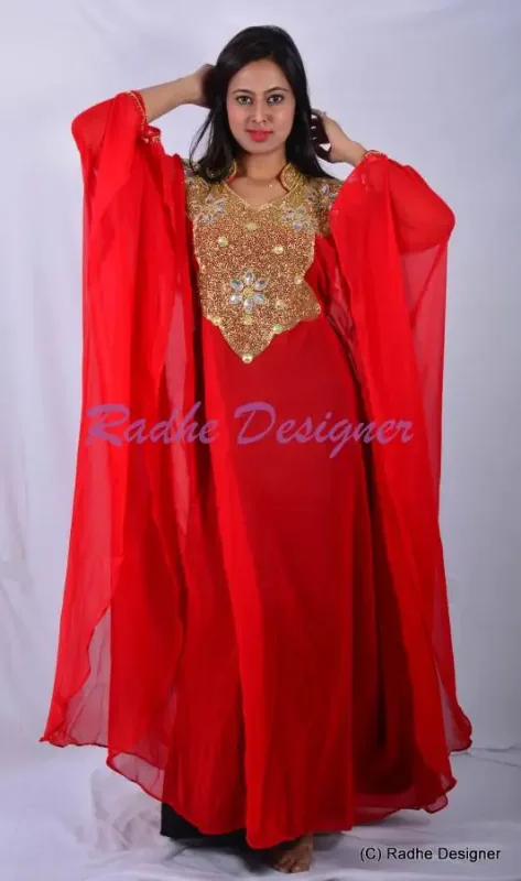 Picture of Radhe Designer Black Georgette Kaftan Dress for Women - Y991