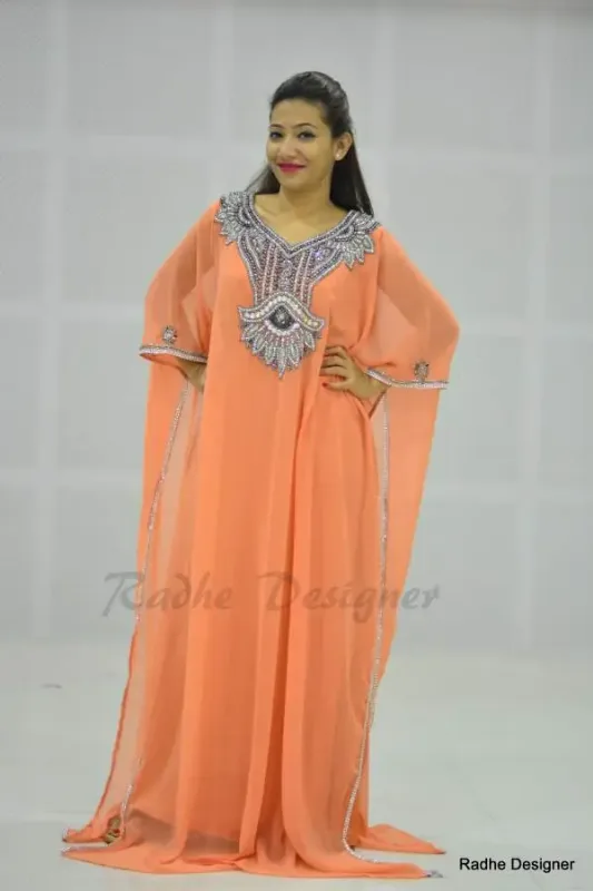 Picture of Radhe Designer Black Georgette Kaftan Dress for Women - Y866