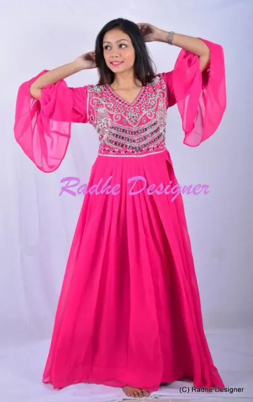 Picture of Radhe Designer Black Georgette Kaftan Dress for Women - Y226