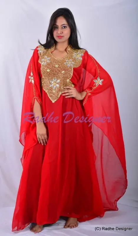 Picture of Radhe Designer Beige Georgette Kaftan Dress for Women - Y979