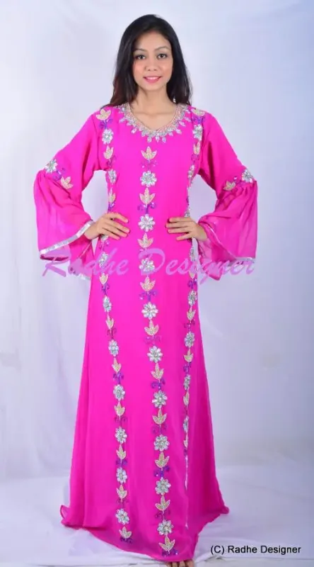 Picture of Radhe Designer Multicolor Georgette Kaftan Dress for Women - Y234