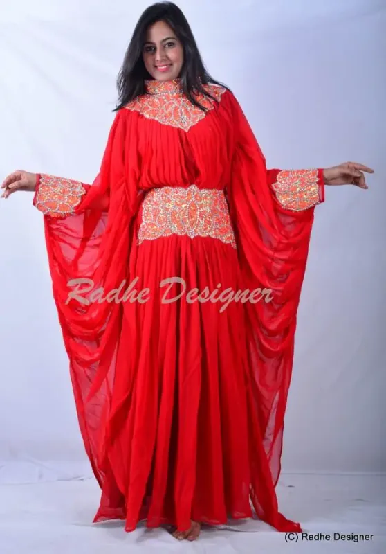 Picture of Radhe Designer Black Georgette Kaftan Dress for Women - Y1043