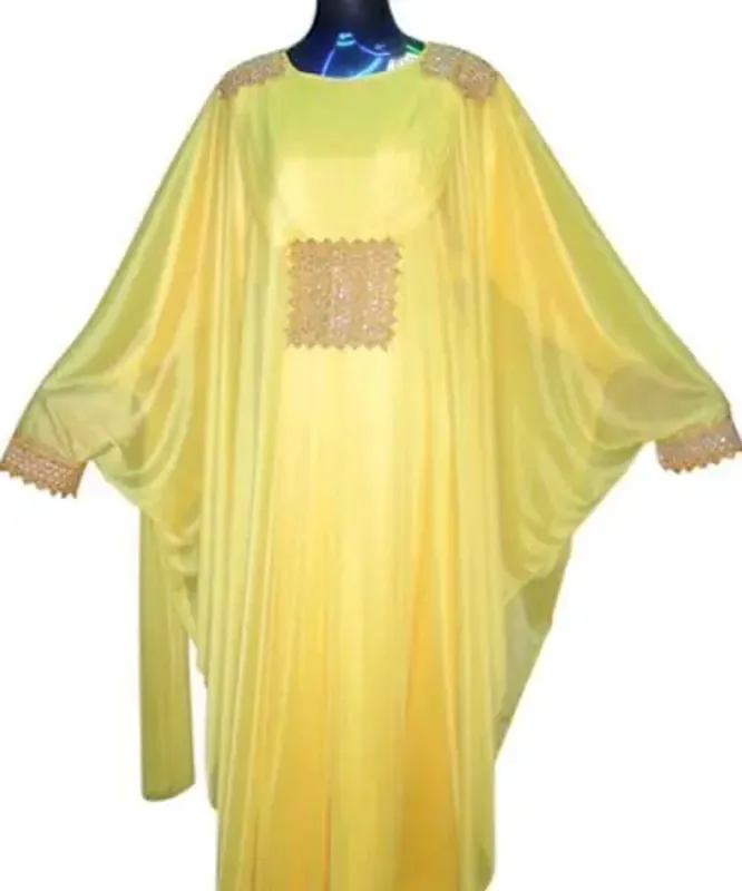 Picture of Radhe Designer Yellow Georgette Kaftan Dress for Women - F3548