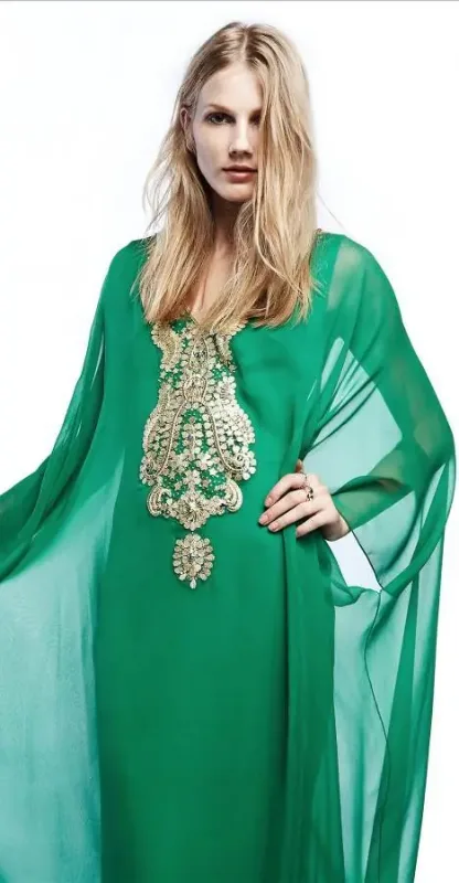 Picture of Yellow Georgette Jilbab Dress with Bridesmaid Party Wear for Women Modern Style