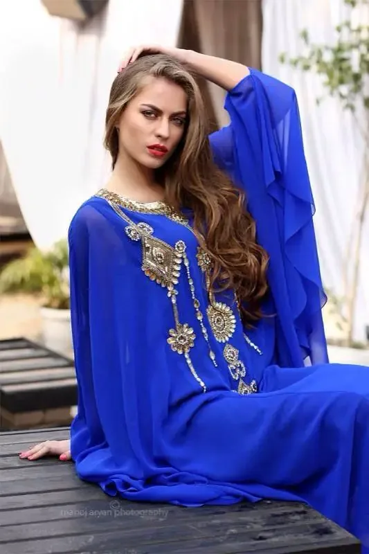 Picture of Blue Georgette Jilbab Dress with Bridal Bridesmaid for Women