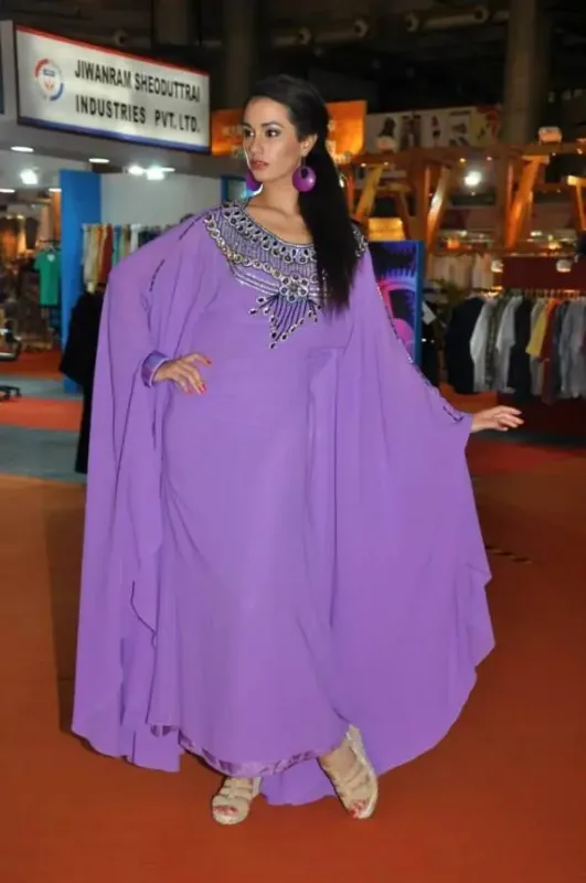 Picture of Multicolor Georgette Moroccan Kaftan Dress with Bridal Bridesmaid for Women