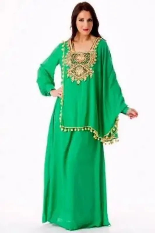 Picture of Multicolor Georgette Moroccan Kaftan Dress Modest Style for Women