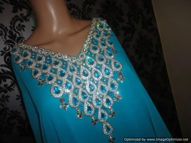 Picture of Multicolor Georgette Jilbab Dress with Embroidered Bridesmaid for Women