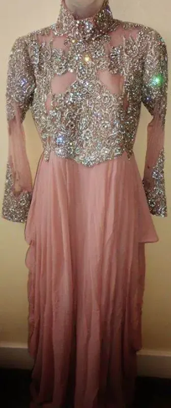 Picture of Blue Georgette Jilbab Dress with Bridesmaid Party Wear for Women Designer Look