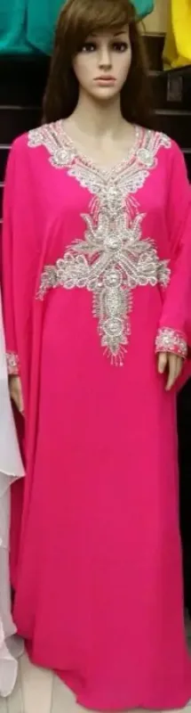 Picture of White Bridesmaid Party Wear Jilbab Dress for Women Soft Drape