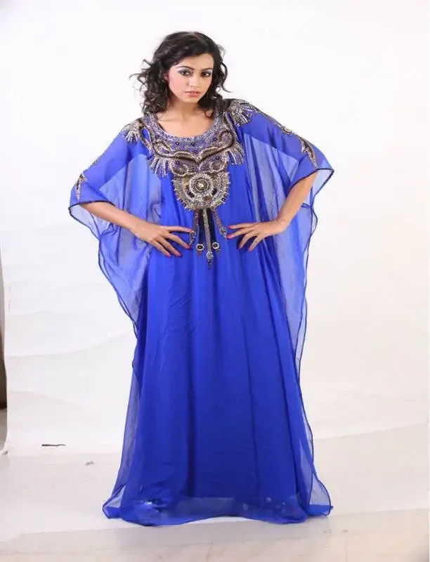 Picture of Blue Georgette Jilbab Dress with Lace Bridesmaid for Women