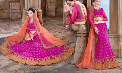 Picture of multi color wedding bridal lehenga bollywood indian cho
