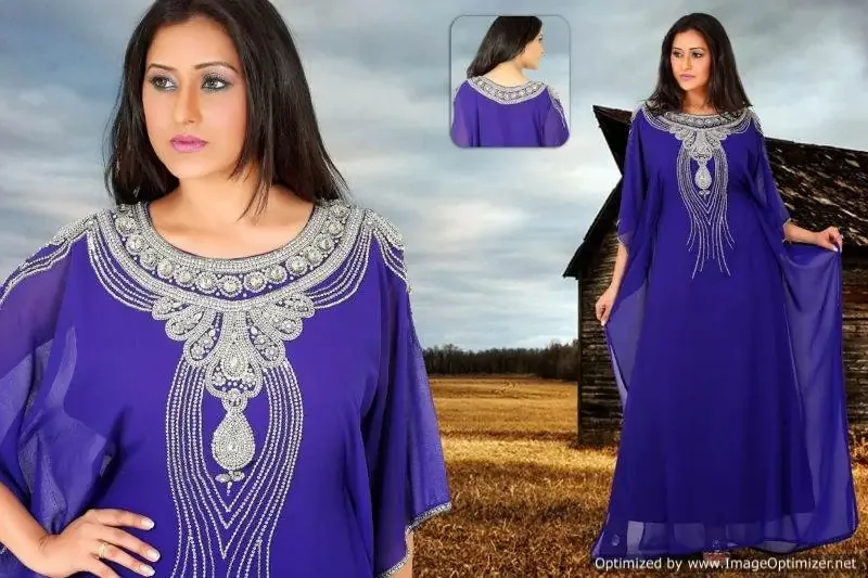 Picture of Radhe Designer White Georgette Kaftan Dress for Women - F8881