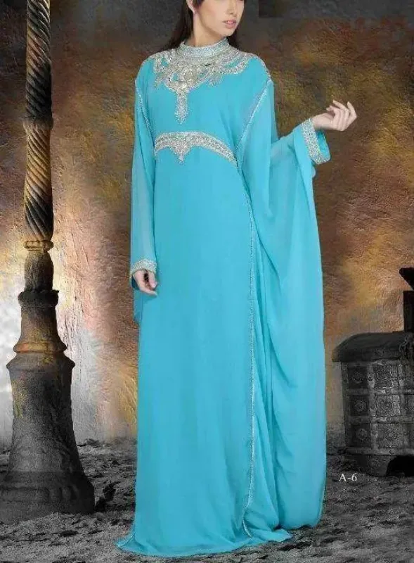 Picture of Multicolor Bridal Bridesmaid Moroccan Kaftan Dress for Women Elegant Style