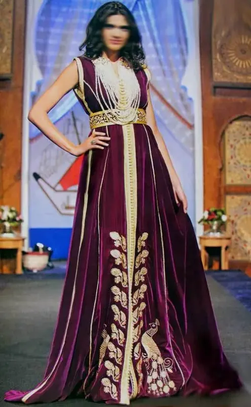 Picture of White Georgette Moroccan Kaftan Dress with Bridal Bridesmaid for Women