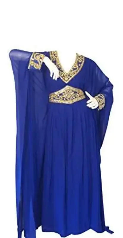 Picture of Purple Georgette Moroccan Kaftan Dress with Bridal Bridesmaid for Women