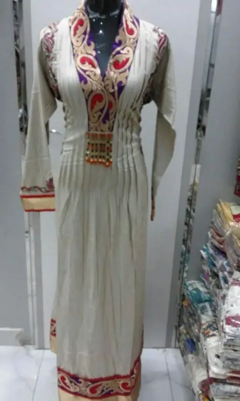 Picture of Radhe Designer White Georgette Kaftan Dress for Women - F2189