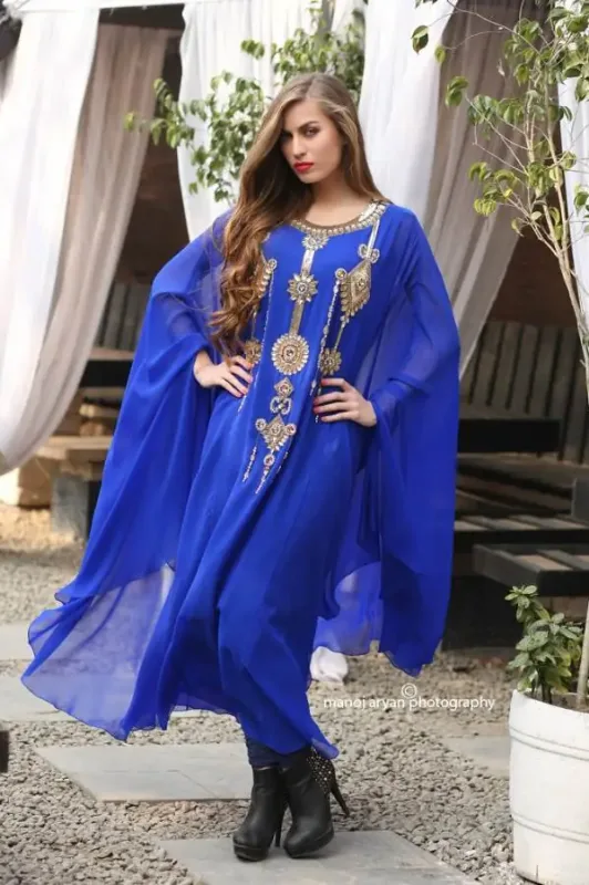 Picture of Radhe Designer Multicolor Georgette Kaftan Dress for Women - F8377